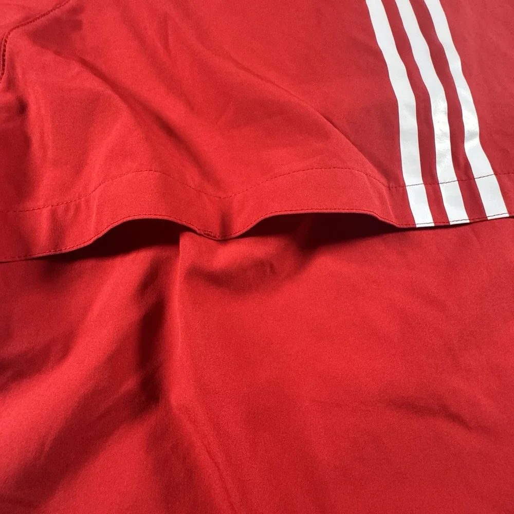 Adidas 1/4 Zip Windbreaker Shirt Mens Small Red‎ Short Sleeve Ventilated Sport
